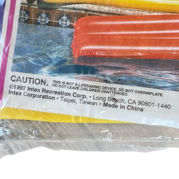 VTG 90s Intex The Wet Set Inflatable Air Mat Pool Float 72x27 Yellow NOS - Picture 4 of 4